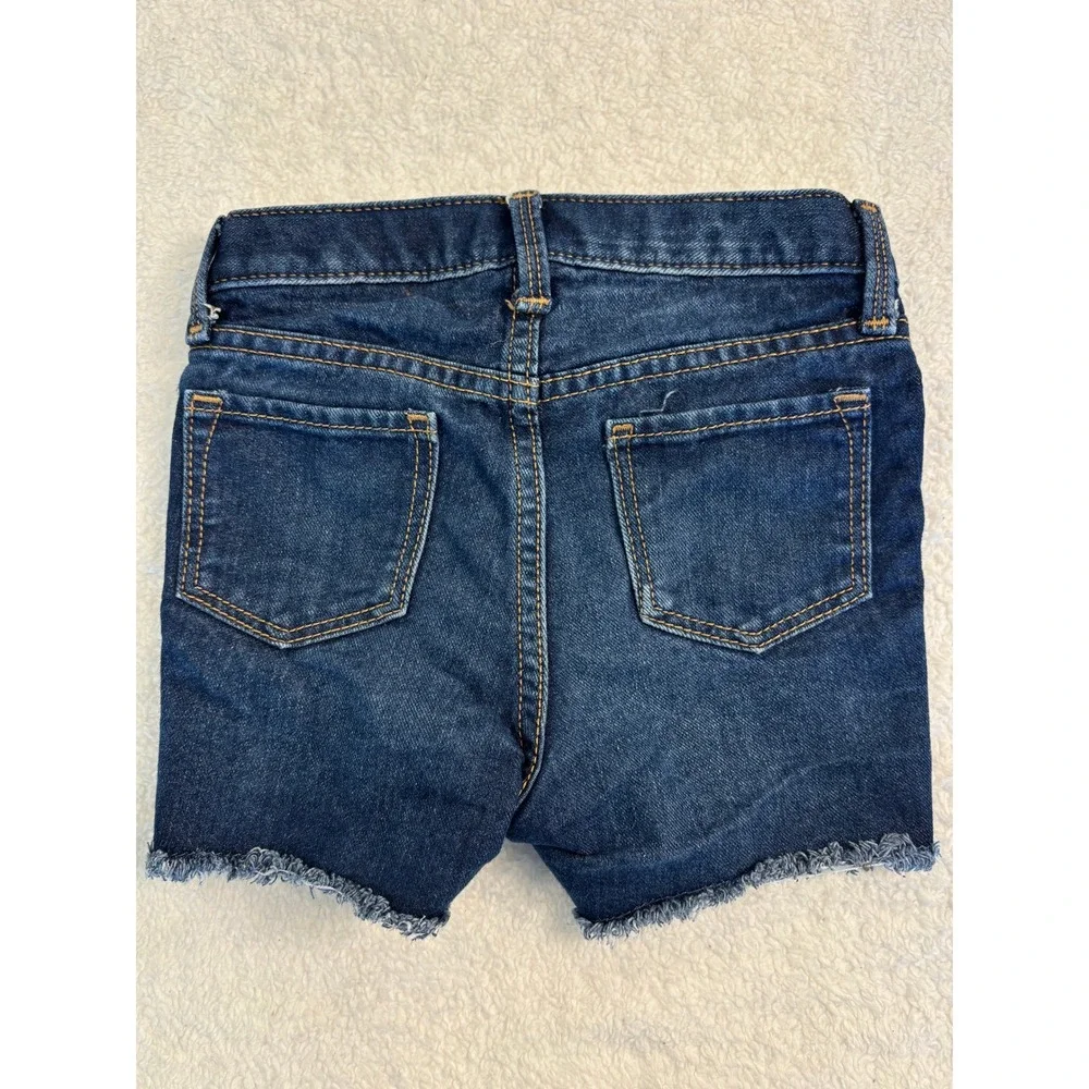 Old Navy Girls Dark‎ Wash Distressed Raw Hem Denim Shorts Size 4T